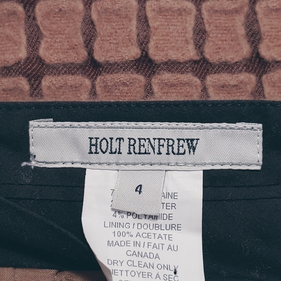 HOLT RENFREW Wool tan/brown retro vintage pencil skirt - Picture 9 of 10